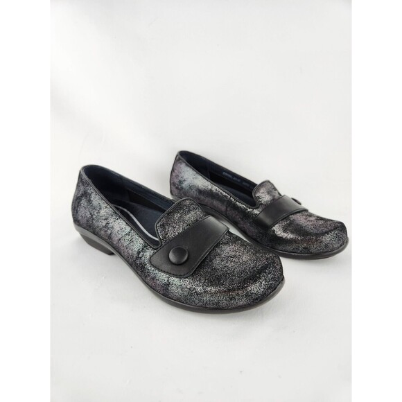 Dansko Olena Metallic COMFY Flats US 6.5 - 7 EU 37 Black Slip On Loafers Shoes - Picture 2 of 16